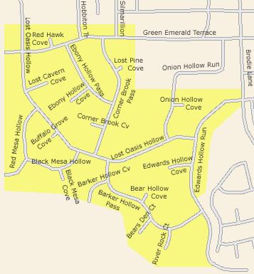 Estates of Shady Hollow Street Map (Subdivision shown in yellow)